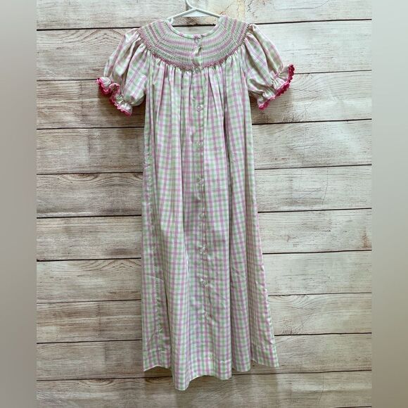 KISSY FISH SMOCKED DRESS IN‎ PINK AND GREEN PLAID - Picture 5 of 7